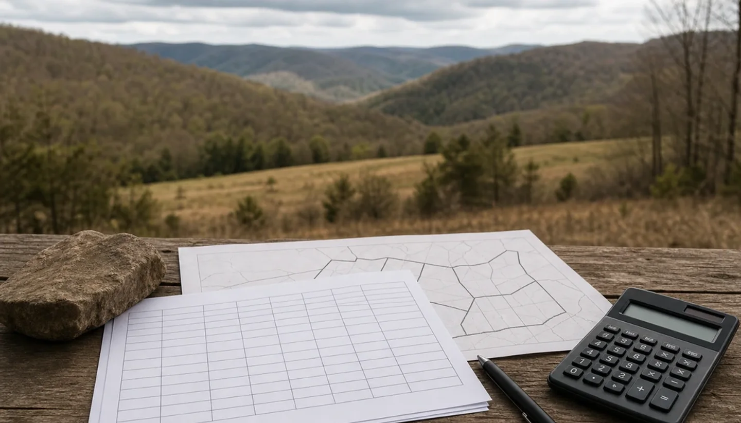 Landowner organizing direct-sale paperwork without a realtor
